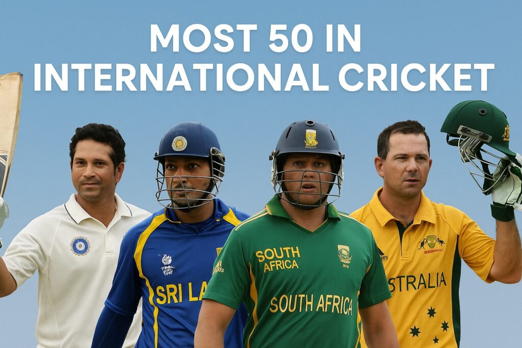 Sachin Tendulkar stands tall as the record-holder for the most half centuries in international cricket, with 164 fifties across formats. 