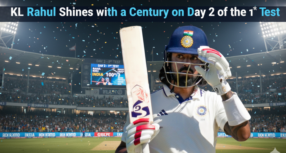 KL Rahul Shines with a Century on Day 2 of the 1st Test